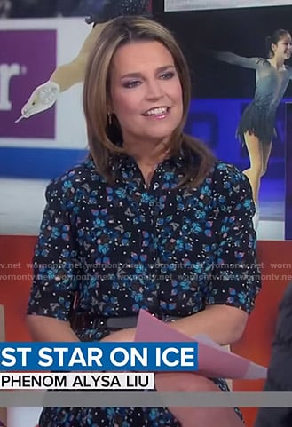 Savannah's black floral shirtdress on Today