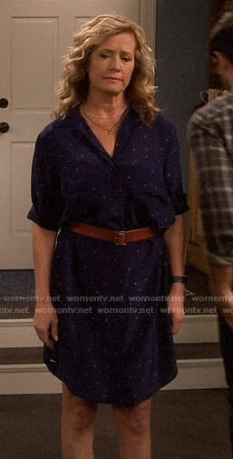 Vanessa's navy star print shirtdress on Last Man Standing