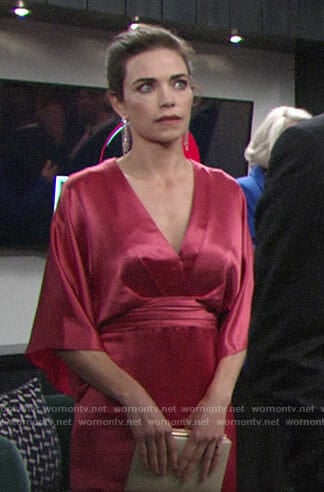 Victoria's pink kimono sleeve dress on The Young and the Restless