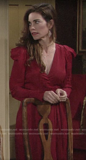 Victoria's red puff-shoulder dress on The Young and the Restless