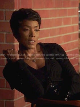 Athena's black buttoned sleeve cardigan on 9-1-1