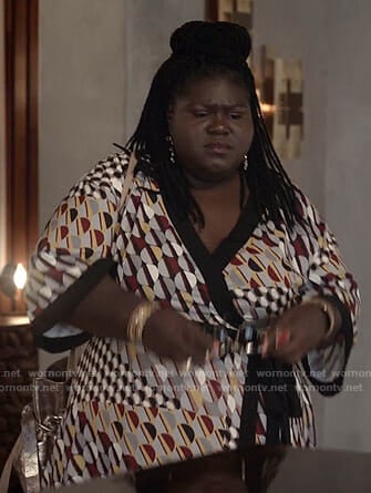 Becky's printed wrap dress on Empire