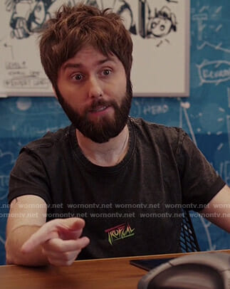 Chewey's black Tropical tee on I Feel Bad