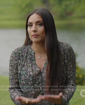 Cristal's black floral blouse on Dynasty