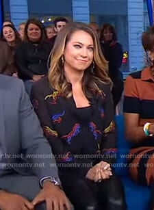 Ginger's black embroidered tiger shirt on Good Morning America