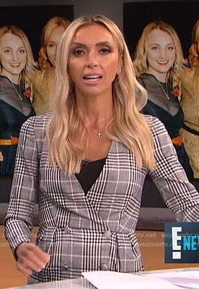 Giuliana's grey plaid button front dress on E! News