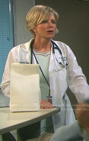 Kayla's pastel green scalloped dress on Days of our Lives