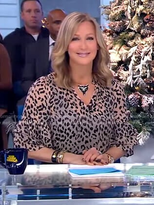 Lara's leopard tiered sleeve top on Good Morning America