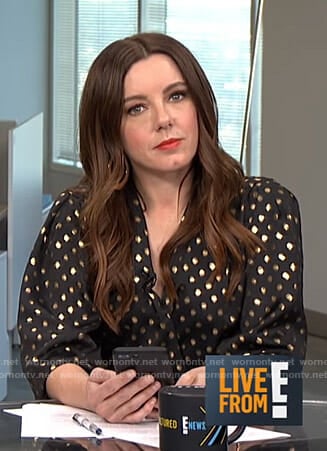 Melanie's metallic polka dot blouse on Live from E!