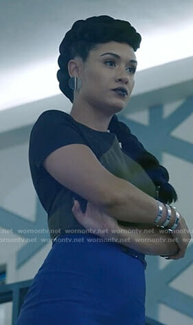 Reeva's colorblocked short sleeve dress on The Gifted