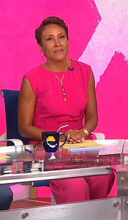 Robin's pink tie waist jumpsuit on Good Morning America