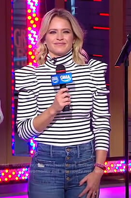 Sara's striped puff sleeve sweater and jeans on GMA Day