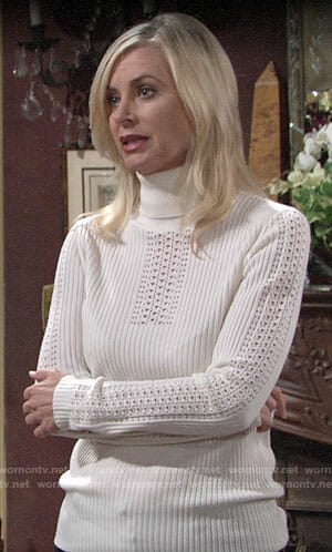Ashley's white pointelle turtleneck on The Young and the Restless