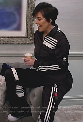 Kris's black and white Adidas tracksuit on Keeping Up with the Kardashians