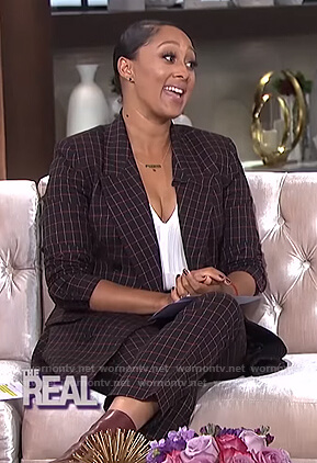 Tamera's black check blazer and pants on The Real