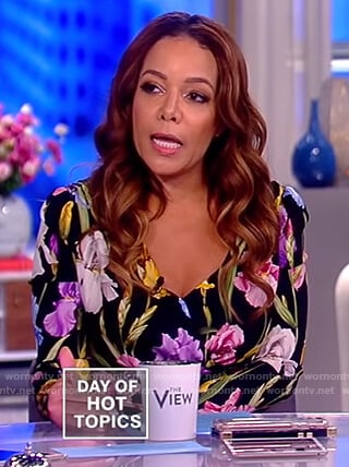 Sunny's black floral print dress on The View