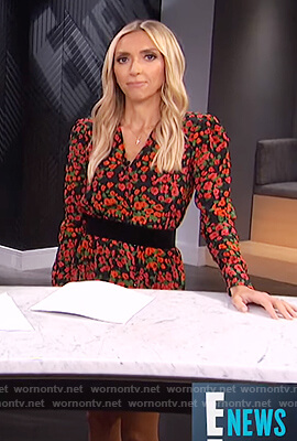 Giuliana's black floral print mini dress on E! News