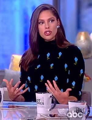Abby's black rose embroidered sweater on The View