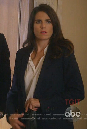 Laurel's navy polka dot blazer on How to Get Away with Murder