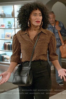 Bo's brown printed blouse on Black-ish