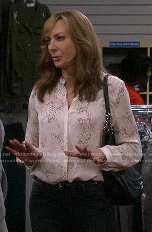 Bonnie's snake print blouse on Mom