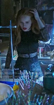 Cheryl's black lace romper on Riverdale