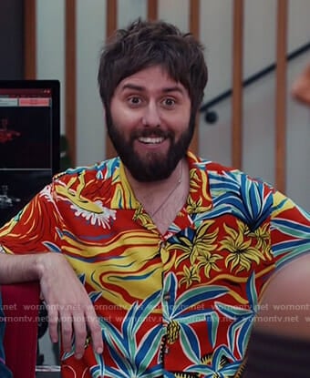 Chewey's red floral shirt on I Feel Bad