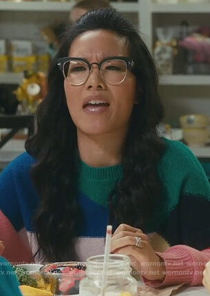 Doris's colorblock sweater on American Housewife