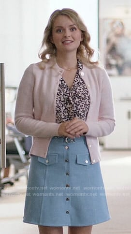 Eve's blue button front skirt on Supergirl