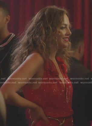 Fallon's sequin ruched dress on Dynasty