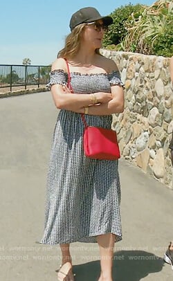 Kelly's gingham off-shoulder dress on The Real Housewives of Orange County