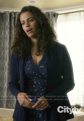 Grace's navy floral wrap dress on Manifest