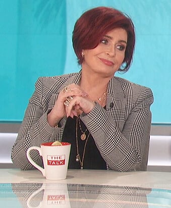 Sharon's gray plaid blazer on The Talk