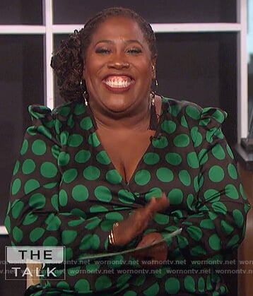 Sheryl's black and green polka dot top on The Talk