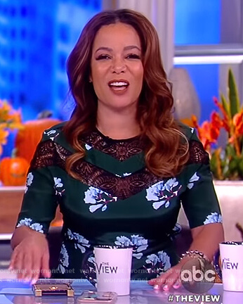 Sunny's green floral lace inset dress on The View