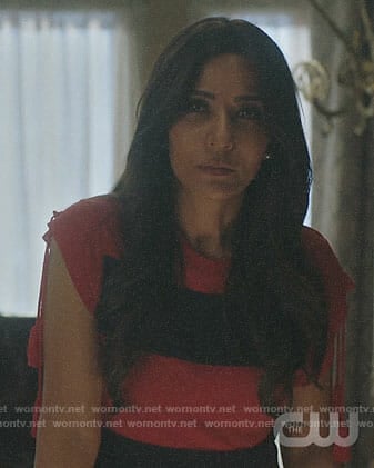 Hermione's red striped top with tassels on Riverdale
