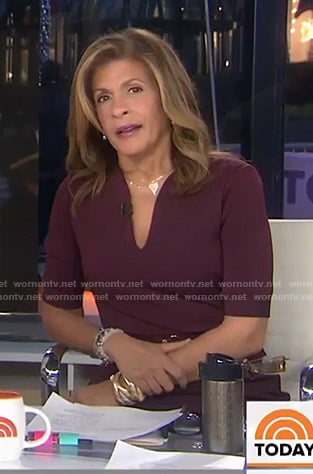 Hoda's burgundy belted dress on Today