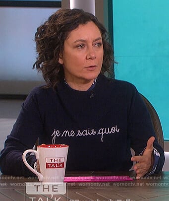 Sara's Je Ne Sais Quoi navy sweater on The Talk