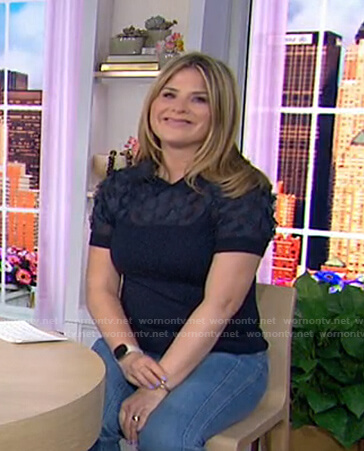 Jenna's navy floral embellished top on Today