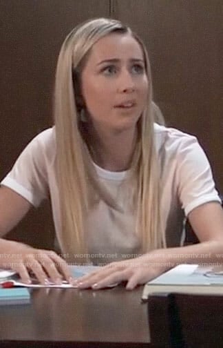 Josslyn's pink ringer tee on General Hospital
