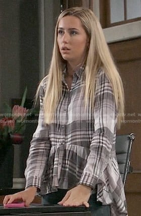 Josslyn's plaid peplum shirt on General Hospital