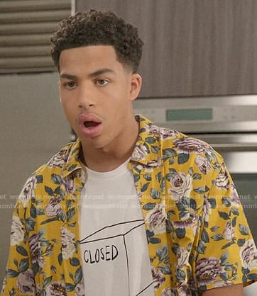 Junior's yellow rose print shirt on Black-ish