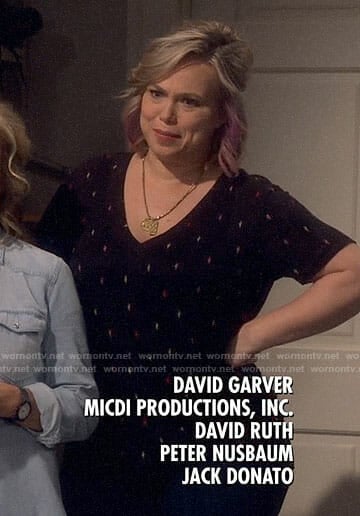 Kristin's black cactus print tee on Last Man Standing