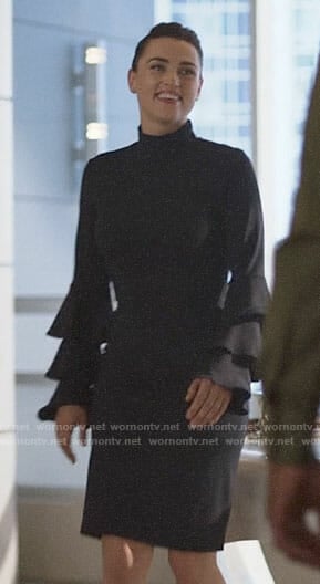 Lena's tiered sleeve dress on Supergirl