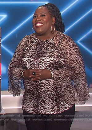 Sheryl's leopard print bell sleeve top on The Talk