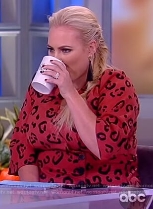Meghan's red leopard print wrap top on The View