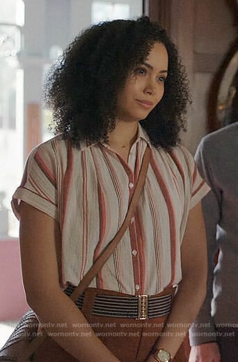 Macy's striped short sleeve shirt on Charmed
