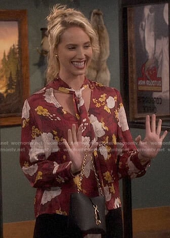 Mandy's red floral blouse on Last Man Standing
