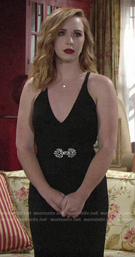 Mariah's black maid of honor dress on The Young and the Restless