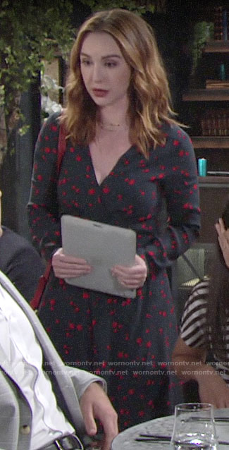 Mariah's blue and red star print dress on The Young and the Restless